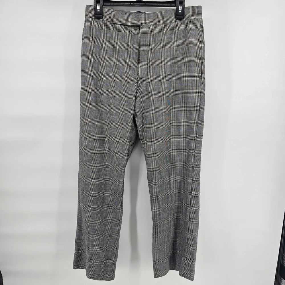 Major Glen Plaid Trousers Mens 31x28 Grey Blue Check Straight Leg Tailored Pants
